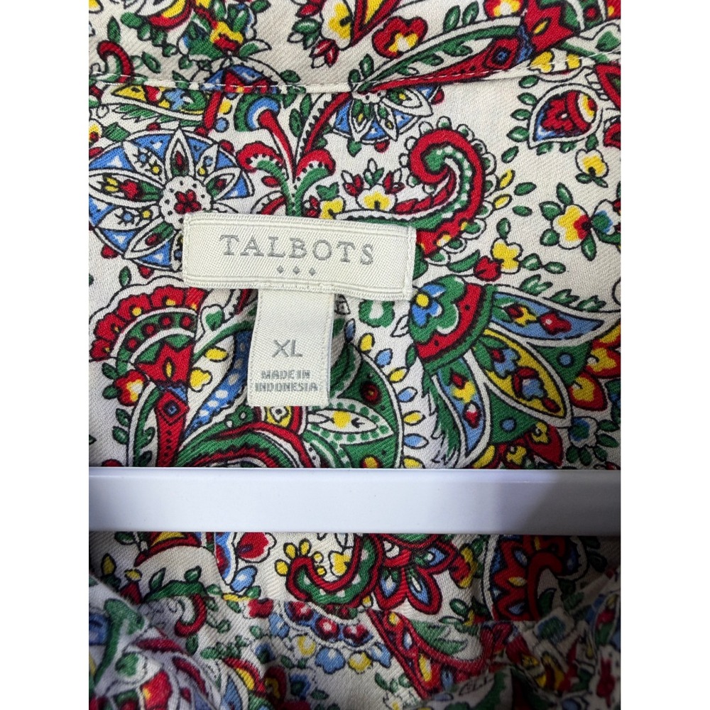 Talbots Button Down Shirt Womens XL Multi Color Paisley Cotton Long Sleeve Top - Picture 3 of 7